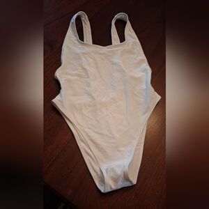 NWT Aerie White Ribbed Cheekiest One Piece Swimsuit